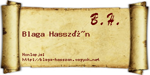 Blaga Hasszán névjegykártya